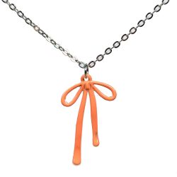 Double-Sided Bow Pendant Orange Necklace