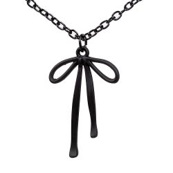 Double-Sided Bow Pendant Black Necklace