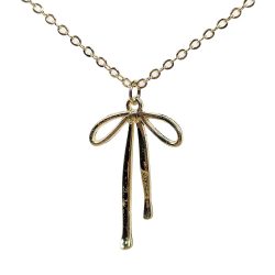Double-Sided Bow Pendant Gold Necklace