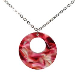 Red Double Round Resin Acrylic Necklace