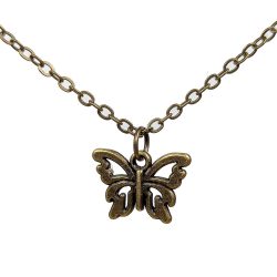 Delicate Hollow Butterfly Charm Antique Bronze Necklace