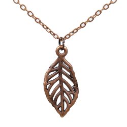 Hollow Crinkle Leaf Pendant Antique Copper Necklace