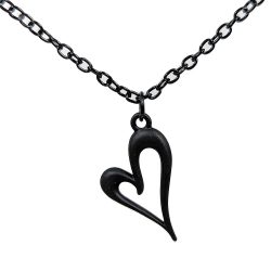 Hollow Angle Heart Charm Black Necklace