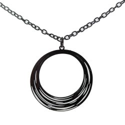 Black Lightweight Multi Hoop Geometric Necklace