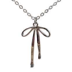 Double-Sided Bow Pendant Silver Necklace