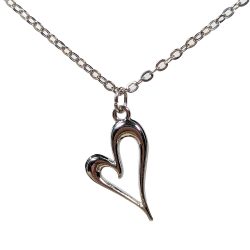 Hollow Angle Heart Charm Silver Necklace