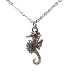 Antique Silver Detailed Seahorse Charm Necklace