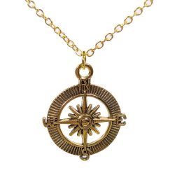 Nautical Compass Antique Gold Necklace