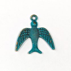 Flying Swallow Bird Charm Antique Bronze Patina