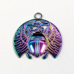 Stainless Steel Egyptian Scarab Beetle Charm Rainbow