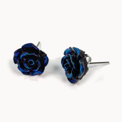Rainbow Black Flower Resin Stud Small Post Earrings