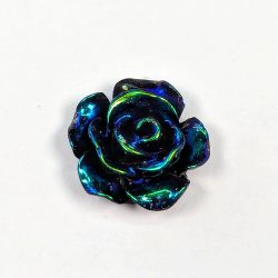 Rose Acrylic Rainbow Black Resin Flower Small Cabochon
