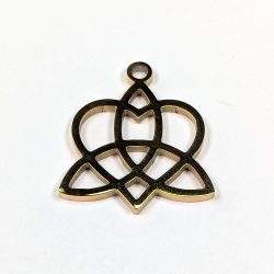 18k Real Gold Plated Stainless Steel Wide Trinity Heart Charm