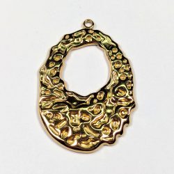 18k Real Gold Plated Stainless Steel Oval Textured Charm