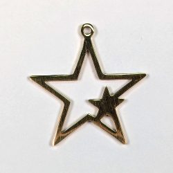 18k Real Gold Plated Stainless Steel Large Double Star Charm