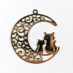18k Real Gold Plated Stainless Steel Large Cats Moon Charm