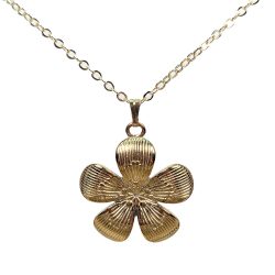 18k Real Gold Plated Stainless Steel Five Petal Flower Necklace