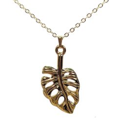 18k Real Gold Plated Stainless Steel Large Monstera Leaf Necklace