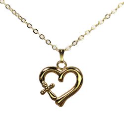 18k Real Gold Plated Stainless Steel Heart Cross Necklace