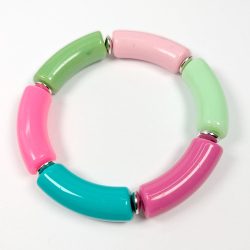 Pink Green Blue Chunky Bamboo Slip-on Acrylic Bracelet