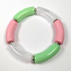 Pink Green White Chunky Bamboo Slip-on Acrylic Bracelet