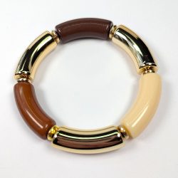 Gold Beige Brown Chunky Bamboo Slip-on Acrylic Bracelet