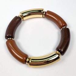 Gold Brown Chunky Bamboo Slip-on Acrylic Bracelet