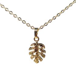 16K Real Gold Plated Dipped Monstera Leaf Necklace