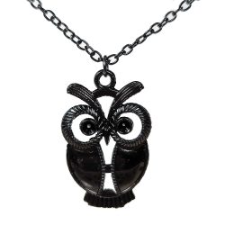 Black Cute Hollow Owl Necklace