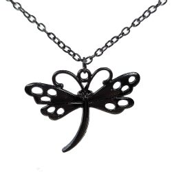 Black Hollow Dragonfly Necklace