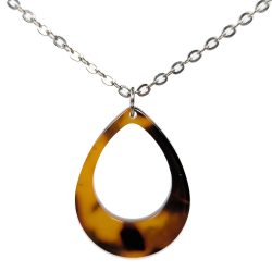 Brown Black Double Teardrop Resin Acrylic Necklace