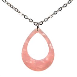 Pink Double Teardrop Resin Acrylic Necklace