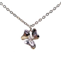 Real Platinum Plated Silver Decorative Round Orchid Flower Necklace