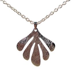 Sterling Silver Necklaces With Modern Textured Leaf 18"