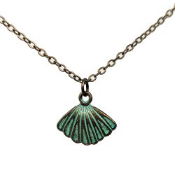 Antique Bronze Patina Scallop Shell Necklace