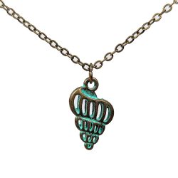 Antique Bronze Patina Hollow Tulip Shell Necklace
