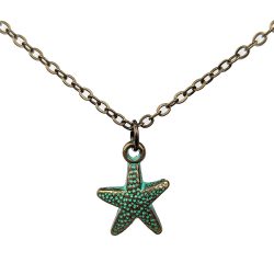 Antique Bronze Patina Starfish Necklace