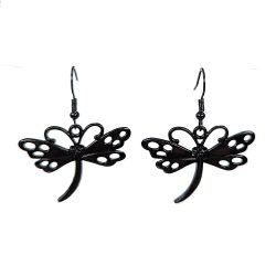 Black Hollow Dragonfly Earrings