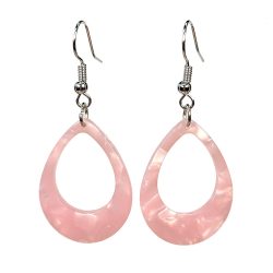 Pink Double Teardrop Resin Acrylic Earrings