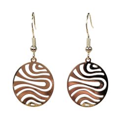 18K Real Gold Plated Oval Swirl Geometric Earrings
