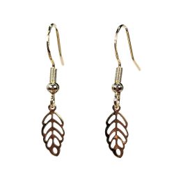 18K Real Gold Plated Stainless Steel Delicate Hollow Leaf Earrings