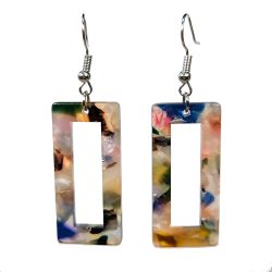 Colorful Rainbow Rectangle Resin Acrylic Earrings