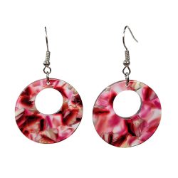 Red Double Circle Round Resin Acrylic Earrings