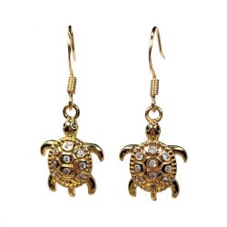18K Real Gold Plated Rhinestone Sea Turtle Earrings