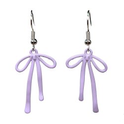 Double-Sided Bow Pendant Purple Earrings