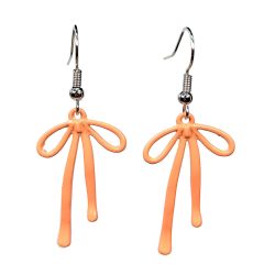 Double-Sided Bow Pendant Orange Peach Earrings