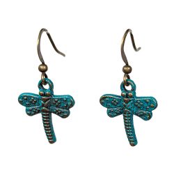 Antique Bronze Patina Dainty Dragonfly Earrings