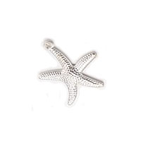 Lightweight Textured Starfish Charm Silver