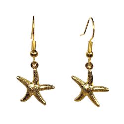 Lightweight Textured Starfish Charm Gold Earrings