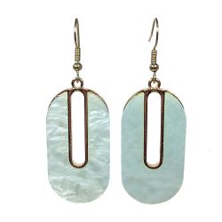 Oval Gold Light Blue Resin Acrylic Earrings